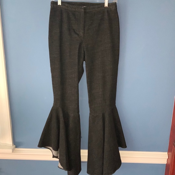 Scripted Denim Ruffle Pant - Picture 2 of 6